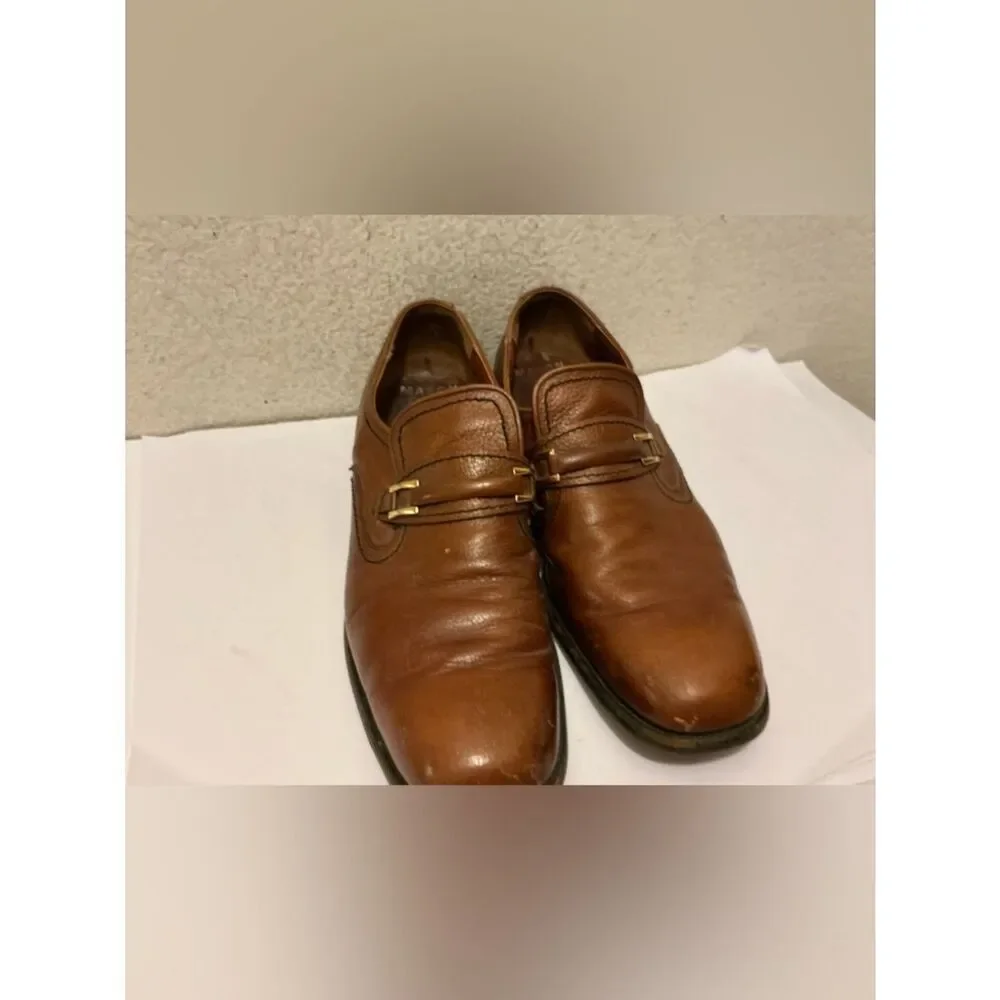 Vintage Mason shoe velvet horse bit Men's Brown Leather Slip-On Dress Shoes 12 B